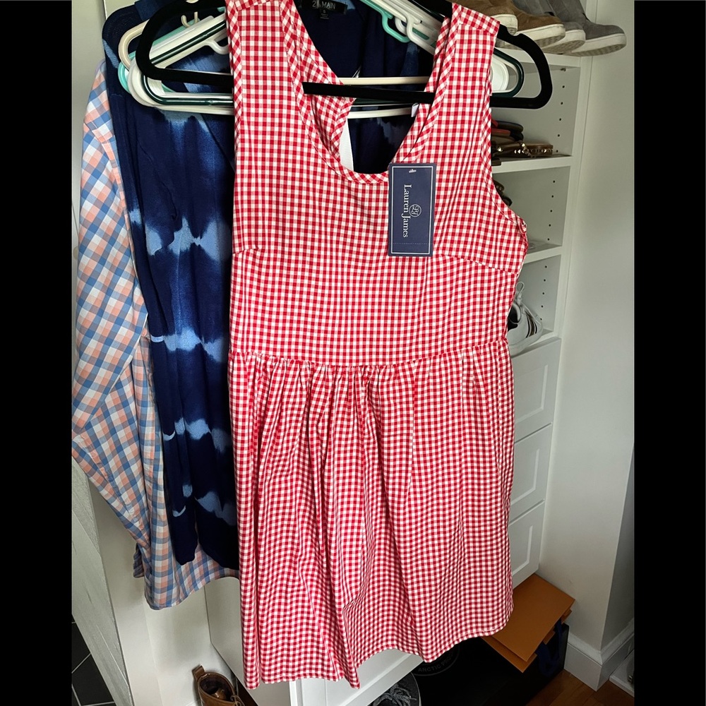 NWT Lauren James red gingham dress.